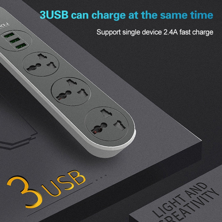 LDNIO SC3301 3 x USB Ports Travel Home Office Socket, Cable Length: 1.6m, EU Plug
