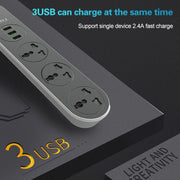 LDNIO SC3301 3 x USB Ports Travel Home Office Socket, Cable Length: 1.6m, EU Plug