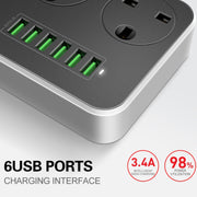 LDNIO SC3604 6 x USB Ports Multi-function Travel Home Office Socket, Cable Length: 2m, UK Plug