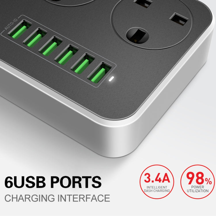LDNIO SC3604 6 x USB Ports Multi-function Travel Home Office Socket, Cable Length: 2m, US Plug