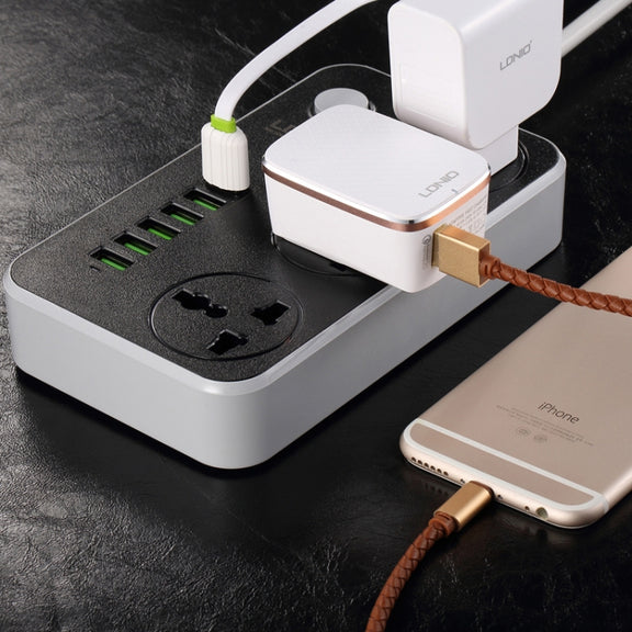 LDNIO SC3604 6 x USB Ports Multi-function Travel Home Office Socket, Cable Length: 2m, US Plug