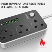 LDNIO SC3604 6 x USB Ports Multi-function Travel Home Office Socket, Cable Length: 2m, US Plug