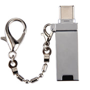 Mini Aluminum Alloy USB 2.0 Female to USB-C / Type-C Male Port Connector Adapter with Chain(Grey)