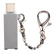 Mini Aluminum Alloy USB 2.0 Female to USB-C / Type-C Male Port Connector Adapter with Chain(Grey)