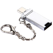 Mini Aluminum Alloy USB 2.0 Female to USB-C / Type-C Male Port Connector Adapter with Chain(Silver)