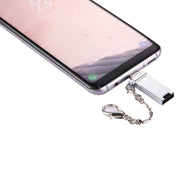Mini Aluminum Alloy USB 2.0 Female to USB-C / Type-C Male Port Connector Adapter with Chain(Silver)