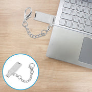 Mini Aluminum Alloy USB 2.0 Female to USB-C / Type-C Male Port Connector Adapter with Chain(Silver)