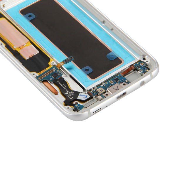 Original LCD Screen and Digitizer Full Assembly with Frame & Charging Port Board & Volume Button & Power Button For Galaxy S7 Edge / G935F(Silver)