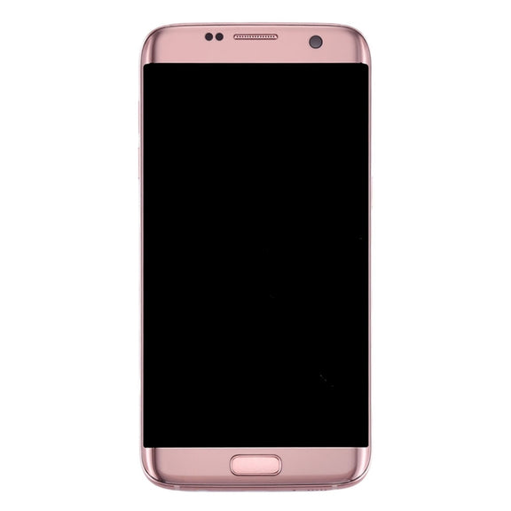 Original LCD Screen and Digitizer Full Assembly with Frame & Charging Port Board & Volume Button & Power Button for Galaxy S7 Edge / G935A(Pink)