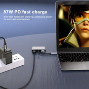 4 in 1 Multifunction USB-C / Type-C to PD USB-C / Type-C +USB 3.0+Dual HDMI HUB Docking Station (White)