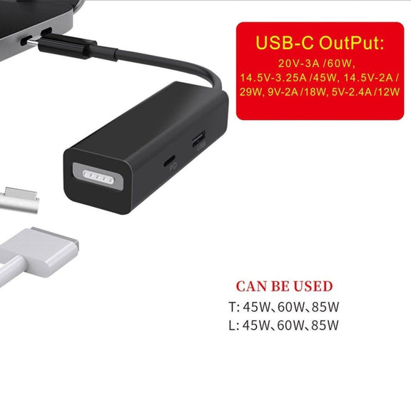 3 in 1 MagSafe 1 / 2 + PD Port + USB to USB-C / Type-C Converter Adapter (Black)