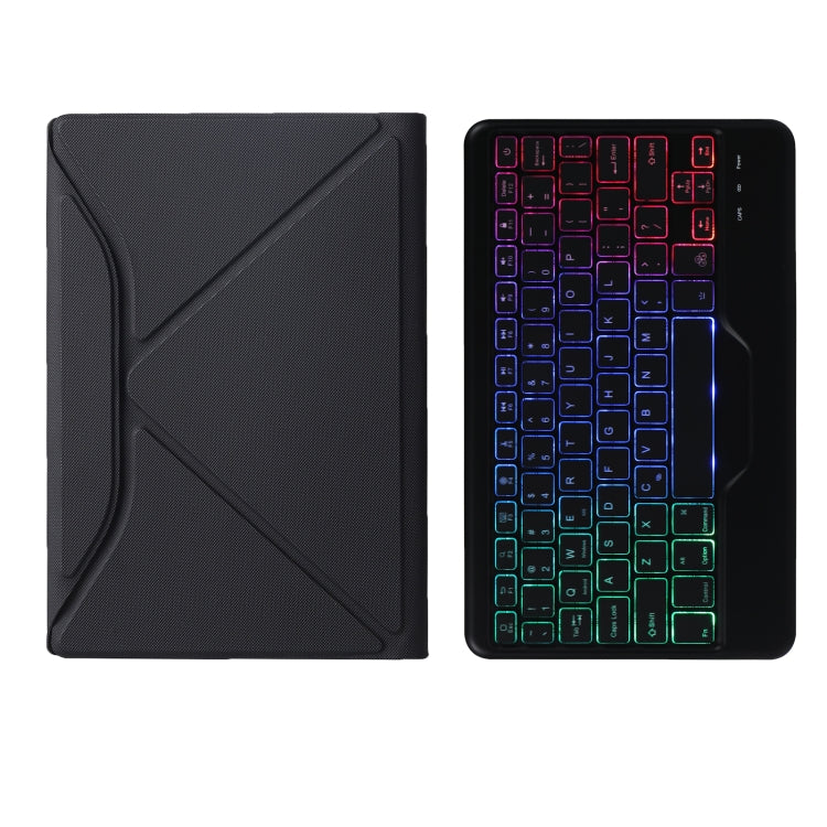 B610S Diamond Texture Triangle Back Holder Splittable Bluetooth Keyboard Leather Tablet Case with Backlight for Samsung Galaxy Tab S6 Lite (Black Black)