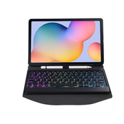 B610S Diamond Texture Triangle Back Holder Splittable Bluetooth Keyboard Leather Tablet Case with Backlight for Samsung Galaxy Tab S6 Lite (Black Black)