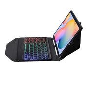 B610S Diamond Texture Triangle Back Holder Splittable Bluetooth Keyboard Leather Tablet Case with Backlight for Samsung Galaxy Tab S6 Lite (Black Black)