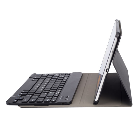 DY590 For Galaxy Tab A 10.5 T590 / T595 Detachable Plastic Bluetooth Keyboard Leather Tablet Case with Holder (Black)