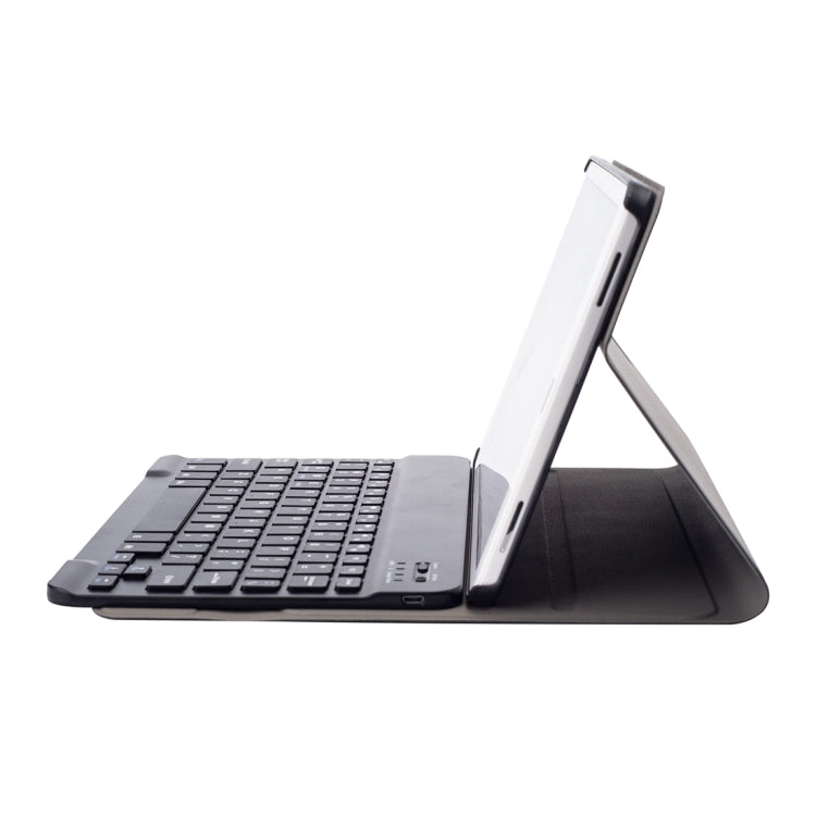 DY580 For Galaxy Tab A 10.1 T580 / T585 Detachable Plastic Bluetooth Keyboard Leather Tablet Case with Holder (Black)