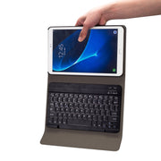 DY580 For Galaxy Tab A 10.1 T580 / T585 Detachable Plastic Bluetooth Keyboard Leather Tablet Case with Holder (Black)