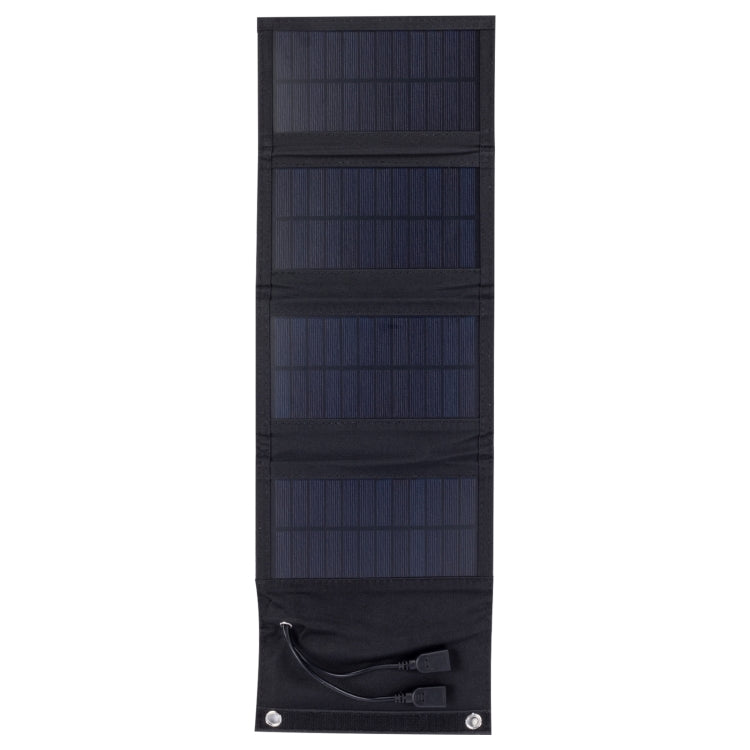 7W Monocrystalline Silicon Foldable Solar Panel Outdoor Charger with 5V Dual USB Ports (Black)