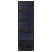 7W Monocrystalline Silicon Foldable Solar Panel Outdoor Charger with 5V Dual USB Ports (Black)