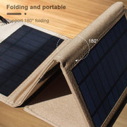 7W Monocrystalline Silicon Foldable Solar Panel Outdoor Charger with 5V Dual USB Ports (Black)