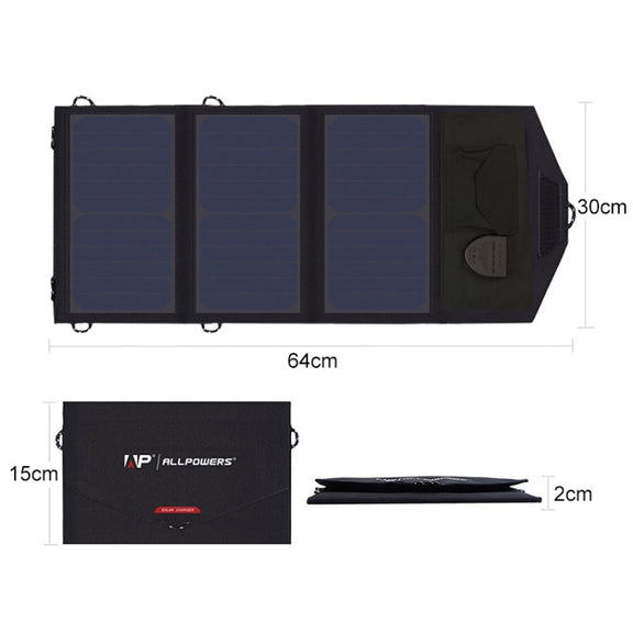 ALLPOWERS 18V 21W Solar Charger Panel Water-resistant Foldable Solar Power