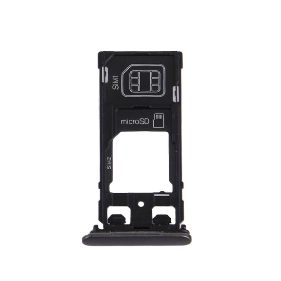 SIM Card Tray + Micro SD / SIM Card Tray + Card Slot Port Dust Plug for Sony Xperia X (Dual SIM Version)(Graphite Black)