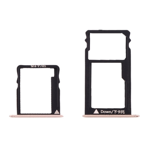 For Huawei Honor 5X / GR5 Micro SIM Card Tray + Nano SIM & Micro SD Card Tray(Gold)