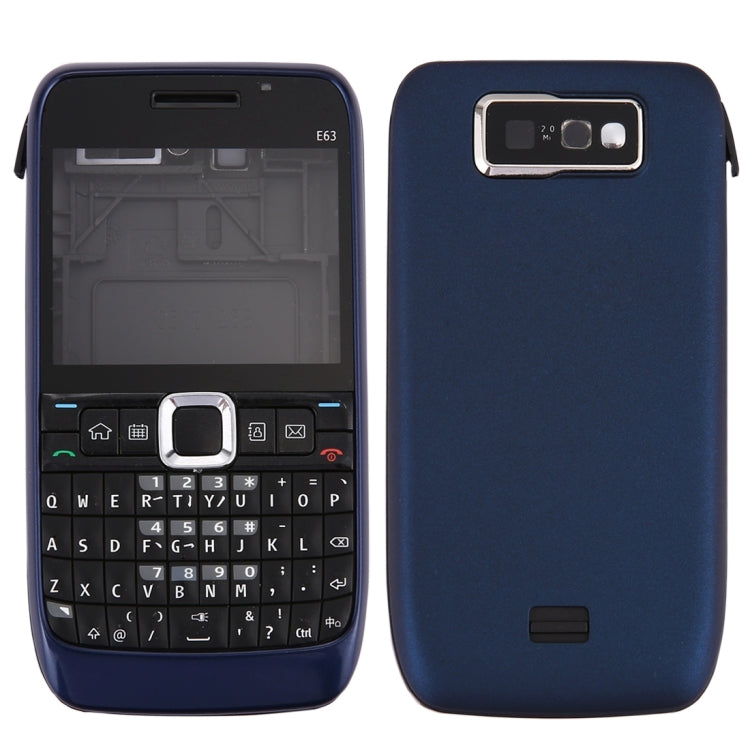 Full Housing Cover (Front Cover + Middle Frame Bezel + Battery Back Cover + Keyboard) for Nokia E63(Dark Blue)