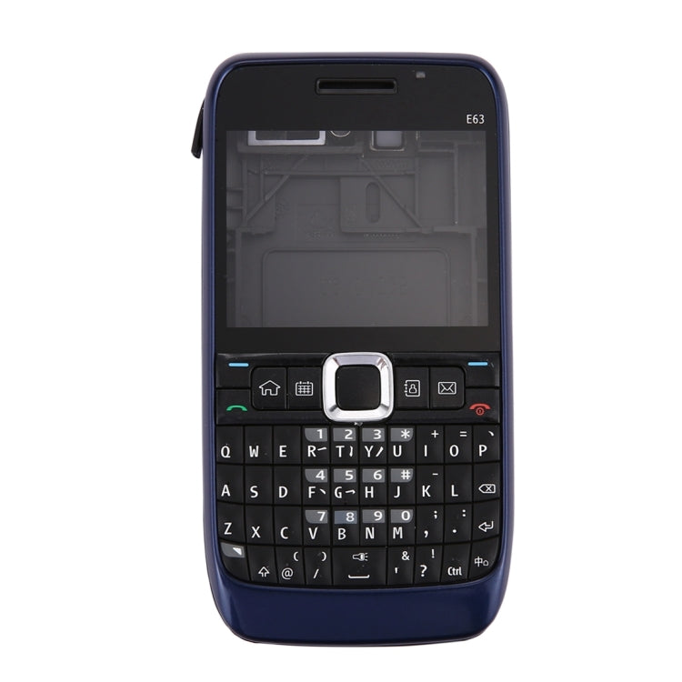 Full Housing Cover (Front Cover + Middle Frame Bezel + Battery Back Cover + Keyboard) for Nokia E63(Dark Blue)