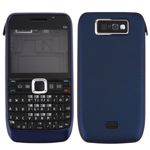Full Housing Cover (Front Cover + Middle Frame Bezel + Battery Back Cover + Keyboard) for Nokia E63(Dark Blue)