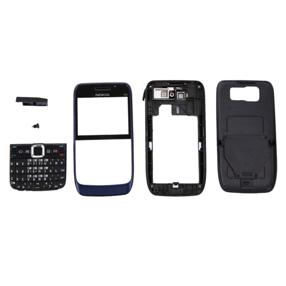 Full Housing Cover (Front Cover + Middle Frame Bezel + Battery Back Cover + Keyboard) for Nokia E63(Dark Blue)