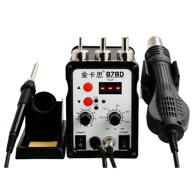 Kaisi 878D 2 In 1 LCD Digital Display Heat Gun Soldering Station 700W for BGA Rework Solder Station Hot Air Gun Welder Equipment, EU Plug