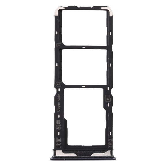 For Vivo Y7s SIM Card Tray + SIM Card Tray + Micro SD Card Tray (Black)