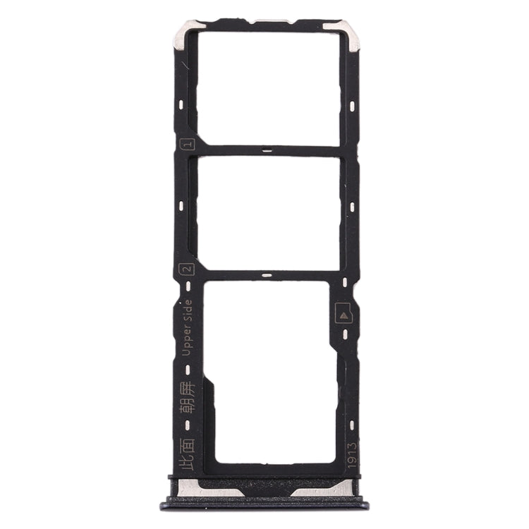 For Vivo Y7s SIM Card Tray + SIM Card Tray + Micro SD Card Tray (Black)