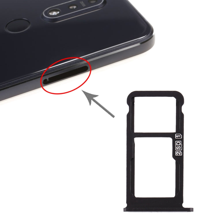 SIM Card Tray + SIM Card Tray / Micro SD Card Tray for Nokia 7.1 / TA-1100 TA-1096 TA-1095 TA-1085 TA-1097 (Black)