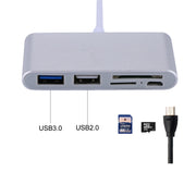 5 in 1 Micro SD + SD + USB 3.0 + USB 2.0 + Micro USB Port to USB-C / Type-C OTG COMBO Adapter Card Reader for Tablet, Smartphone, PC(Silver)