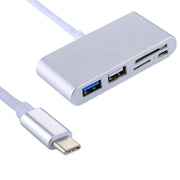 5 in 1 Micro SD + SD + USB 3.0 + USB 2.0 + Micro USB Port to USB-C / Type-C OTG COMBO Adapter Card Reader for Tablet, Smartphone, PC(Silver)