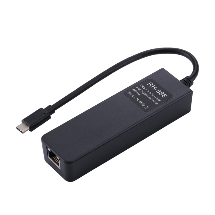 USB-C / Type-C to 3 USB 3.0 Ports HUB + RJ45 High Speed Gigabit Ethernet Adapter Multi-function LAN Adapter