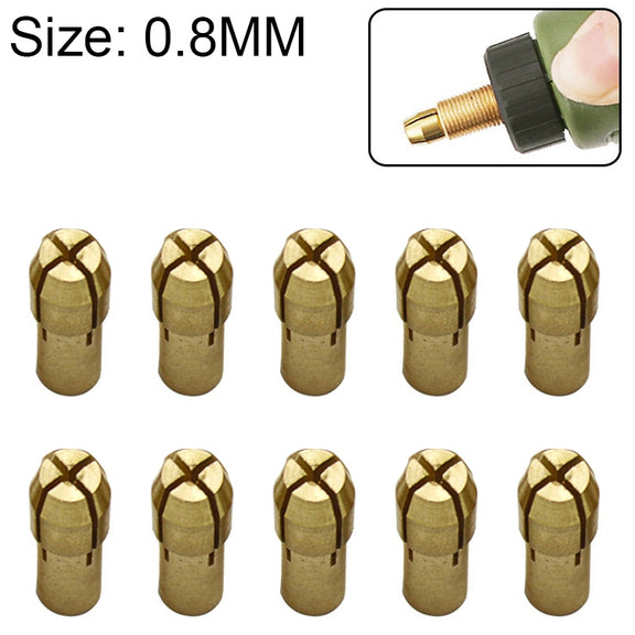 10 PCS Three-claw Copper Clamp Nut for Electric Mill Fittings���Bore diameter: 0.8mm