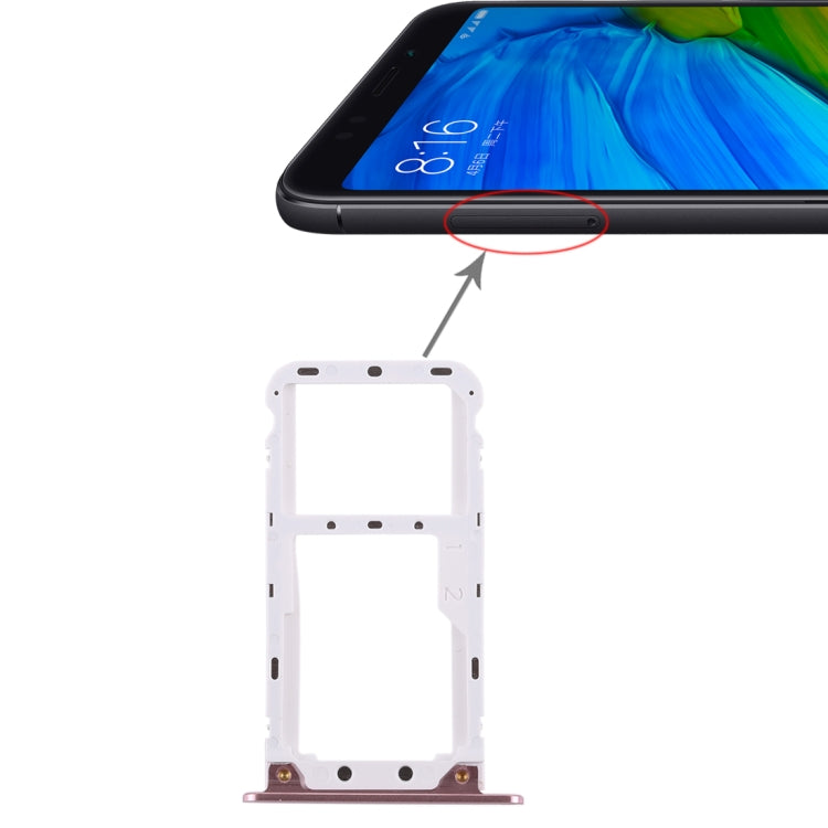 2 SIM Card Tray / Micro SD Card Tray for Xiaomi Redmi 5 Plus(Rose Gold)
