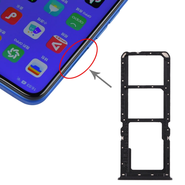 For OPPO A11x/A11/A9(2020)/A5(2020) SIM Card Tray + SIM Card Tray + Micro SD Card Tray (Black)