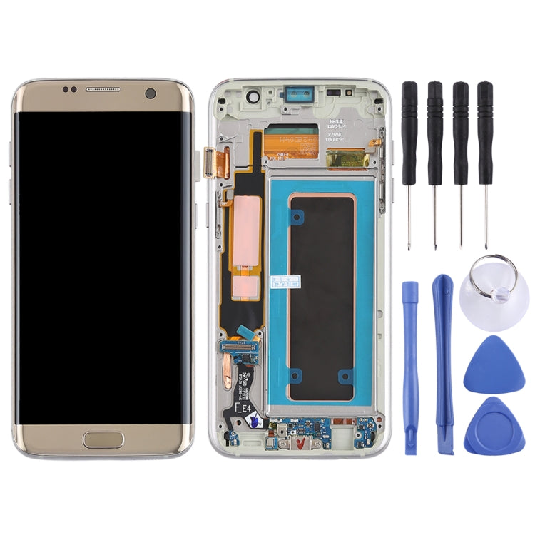 Original Super AMOLED Material LCD Screen and Digitizer Full Assembly(with Frame / Charging Port Flex Cable / Power Button Flex Cable / Volume Button Flex Cable) for Galaxy S7 Edge / G935F / G935FD(Gold)