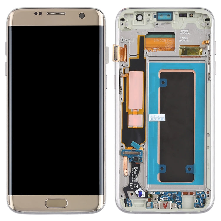 Original Super AMOLED Material LCD Screen and Digitizer Full Assembly(with Frame / Charging Port Flex Cable / Power Button Flex Cable / Volume Button Flex Cable) for Galaxy S7 Edge / G935F / G935FD(Gold)
