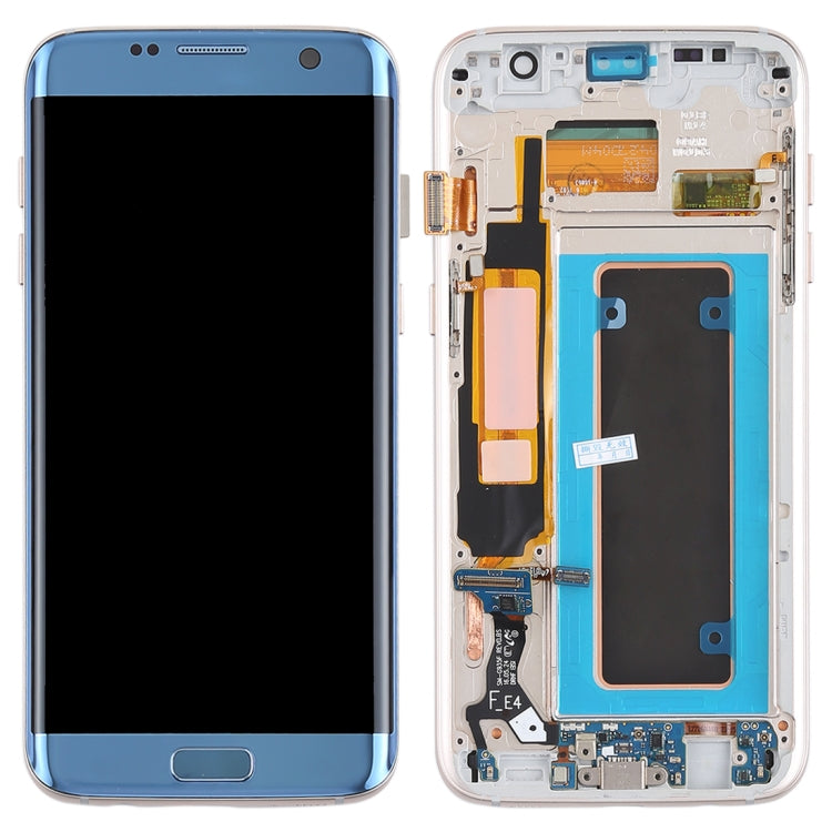 Original Super AMOLED Material LCD Screen and Digitizer Full Assembly(with Frame / Charging Port Flex Cable / Power Button Flex Cable / Volume Button Flex Cable) for Galaxy S7 Edge / G935F / G935FD(Blue)