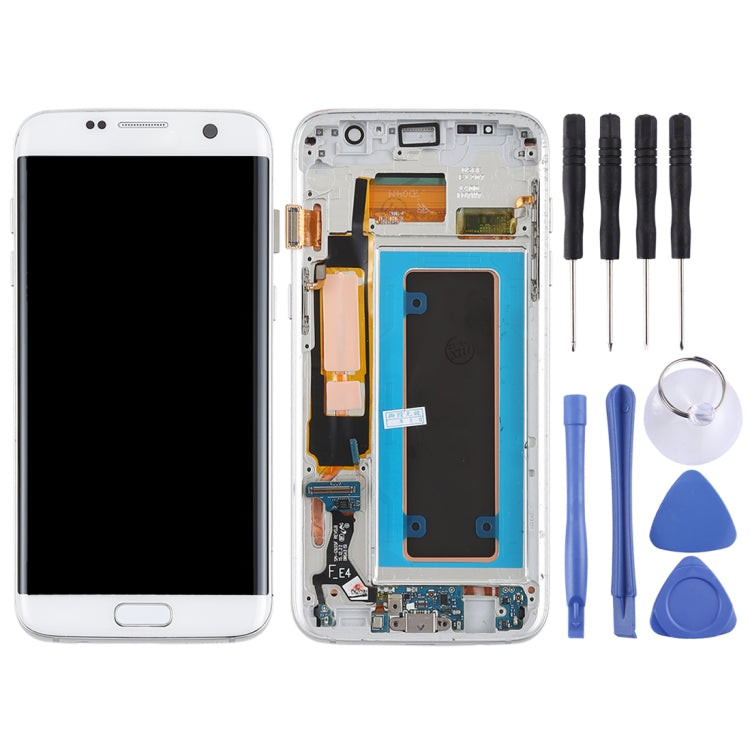 Original Super AMOLED Material LCD Screen and Digitizer Full Assembly(with Frame / Charging Port Flex Cable / Power Button Flex Cable / Volume Button Flex Cable) for Galaxy S7 Edge / G935F / G935FD(White)
