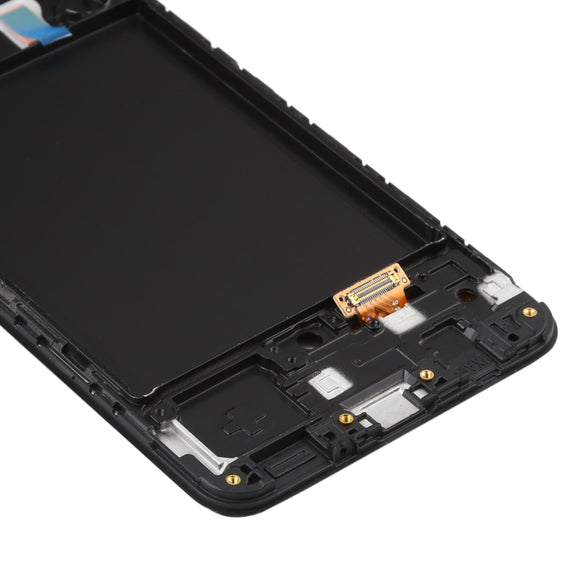 Original Super AMOLED LCD Screen  for Galaxy A50 Digitizer Full Assembly with Frame(Black)
