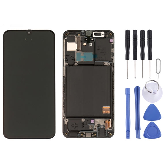 Original Super AMOLED LCD Screen with Frame for Galaxy A40 SM-A405F with Digitizer Full Assembly (Black)