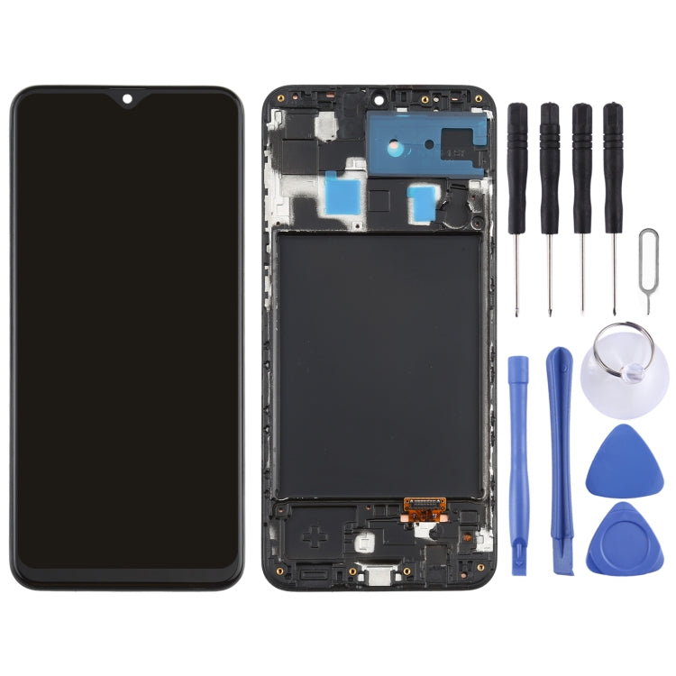 Original Super AMOLED LCD Screen for Galaxy A20 Digitizer Full Assembly with Frame