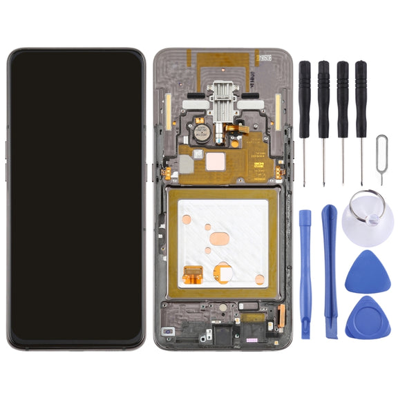 Original Super AMOLED LCD Screen for Galaxy A80 Digitizer Full Assembly with Frame (Black)