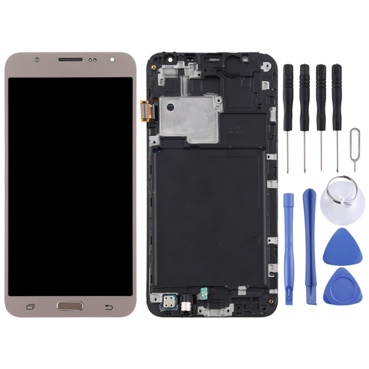 TFT LCD Screen for Galaxy J7 (2015) / J700F Digitizer Full Assembly with Frame (Gold)
